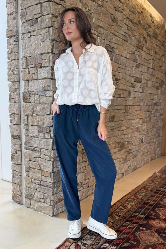 Made in Italy Baby Cord Classic Slim Jogger Navy